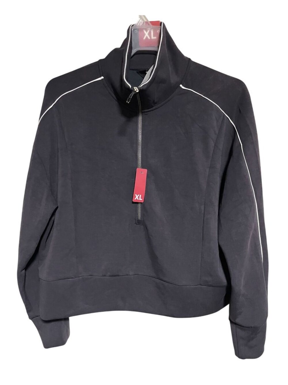 Members Mark Womens Sandwash Black Half Zip Pullover Size XL Athleisure Sporty